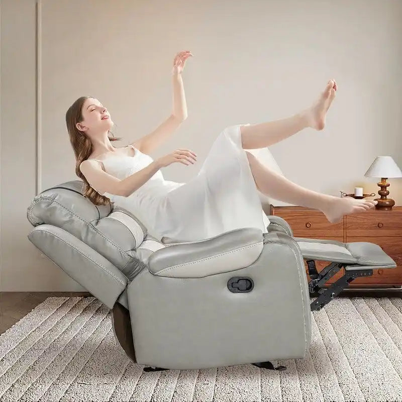 Extra grote fauteuil met verstelbare rugleuning van kunstleer in Amerikaans design voor de woonkamer