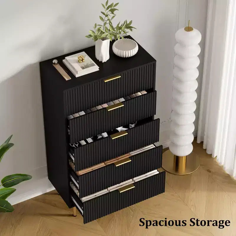 Commode blanche / marbre et bois à 5 tiroirs ?C panneau cannelé, pour 1 personne