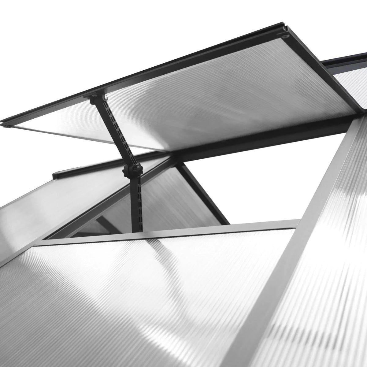 VEIKOUS aluminium tuinkas om in te lopen, met verstelbaar dakraam en afsluitbare deur, grijs