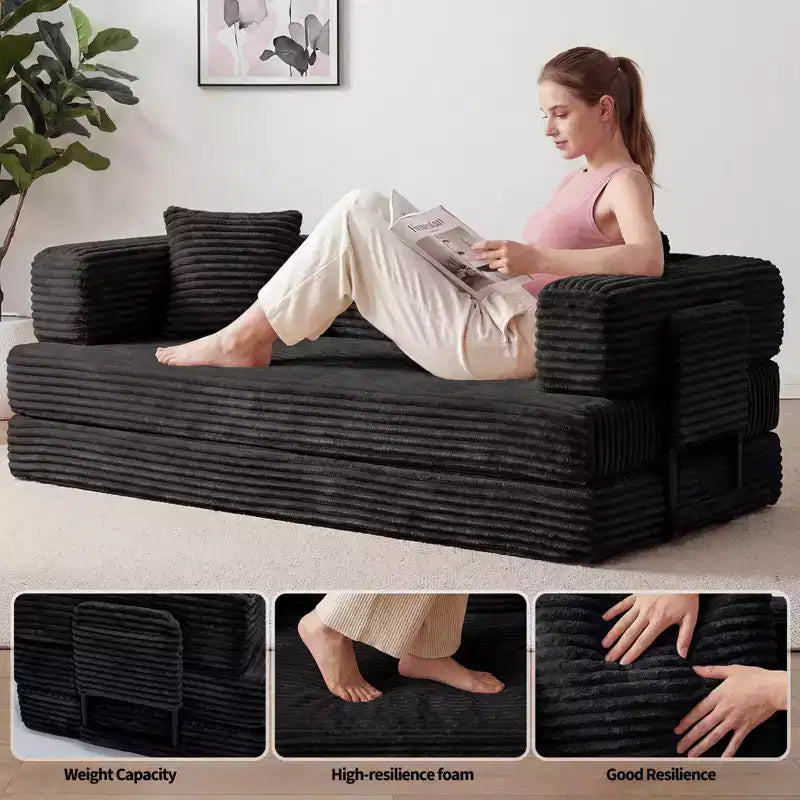 80.7 5-in-1-Schlafsofa mit Cordbezug, 1200 lbs, keine Montage erforderlich