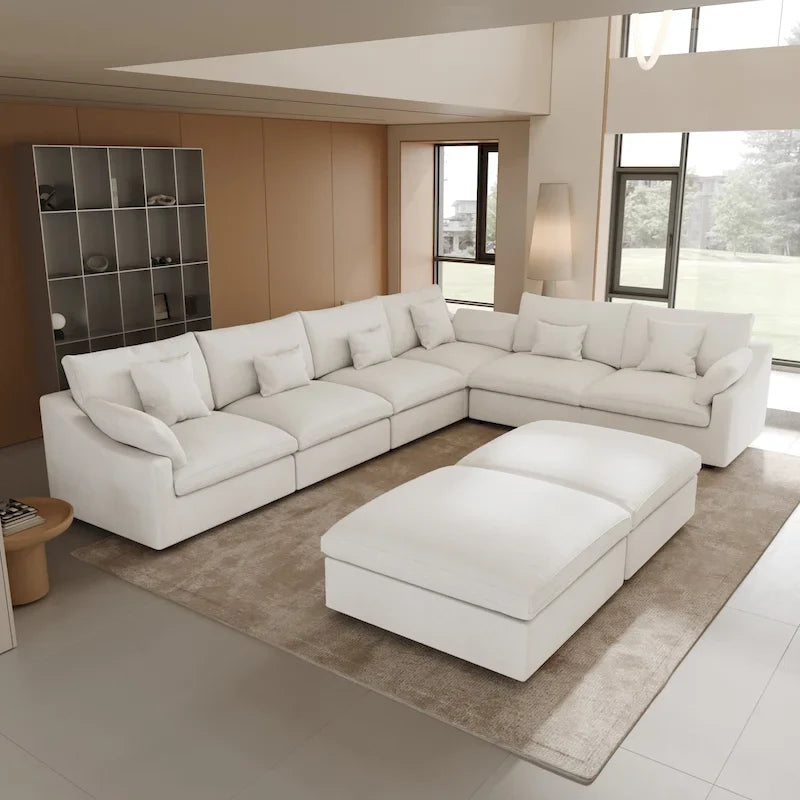 Großes Ecksofa aus Leinen für das Wohnzimmer