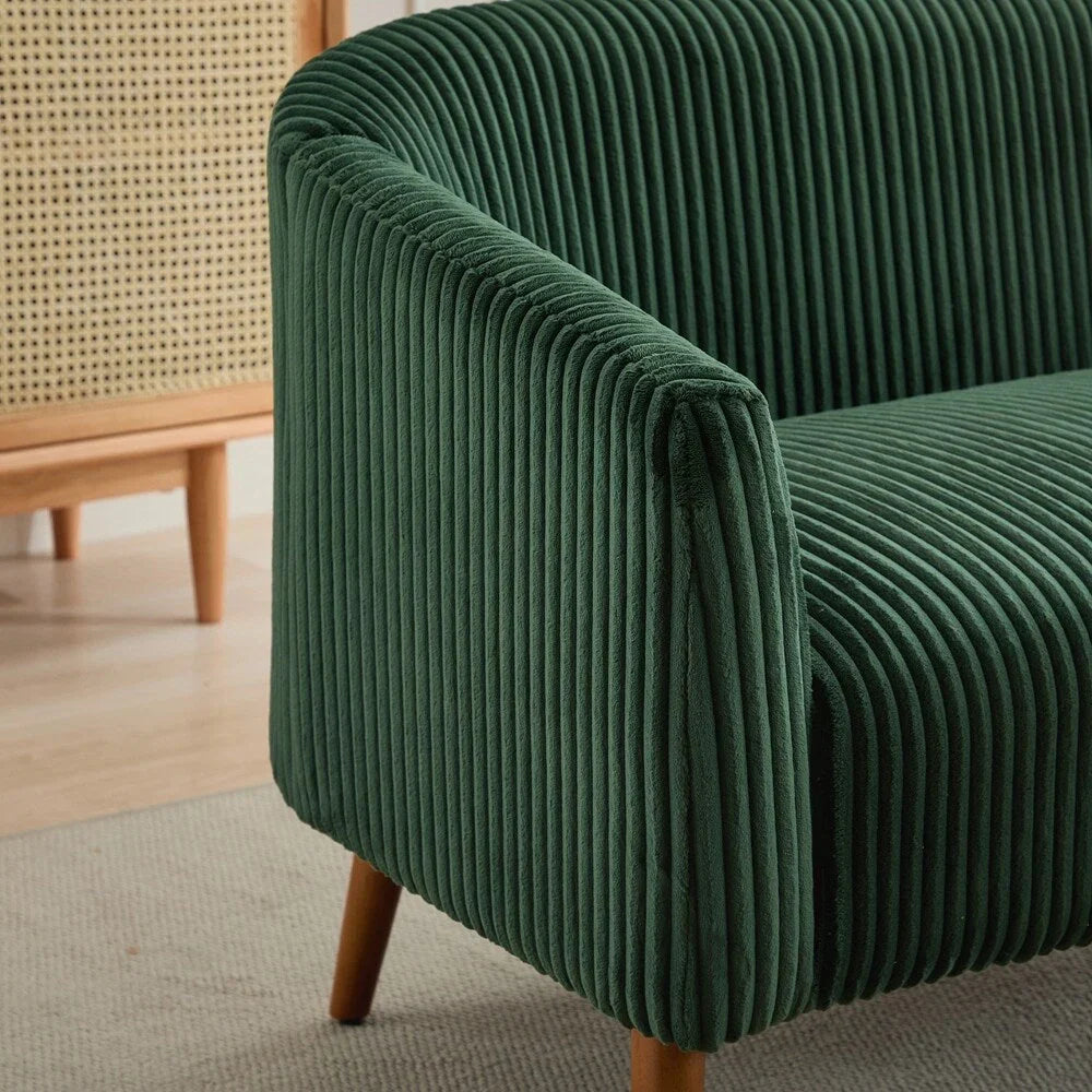 2-Sitzer-Sofa mit Cordbezug und Beinen aus Walnussholz