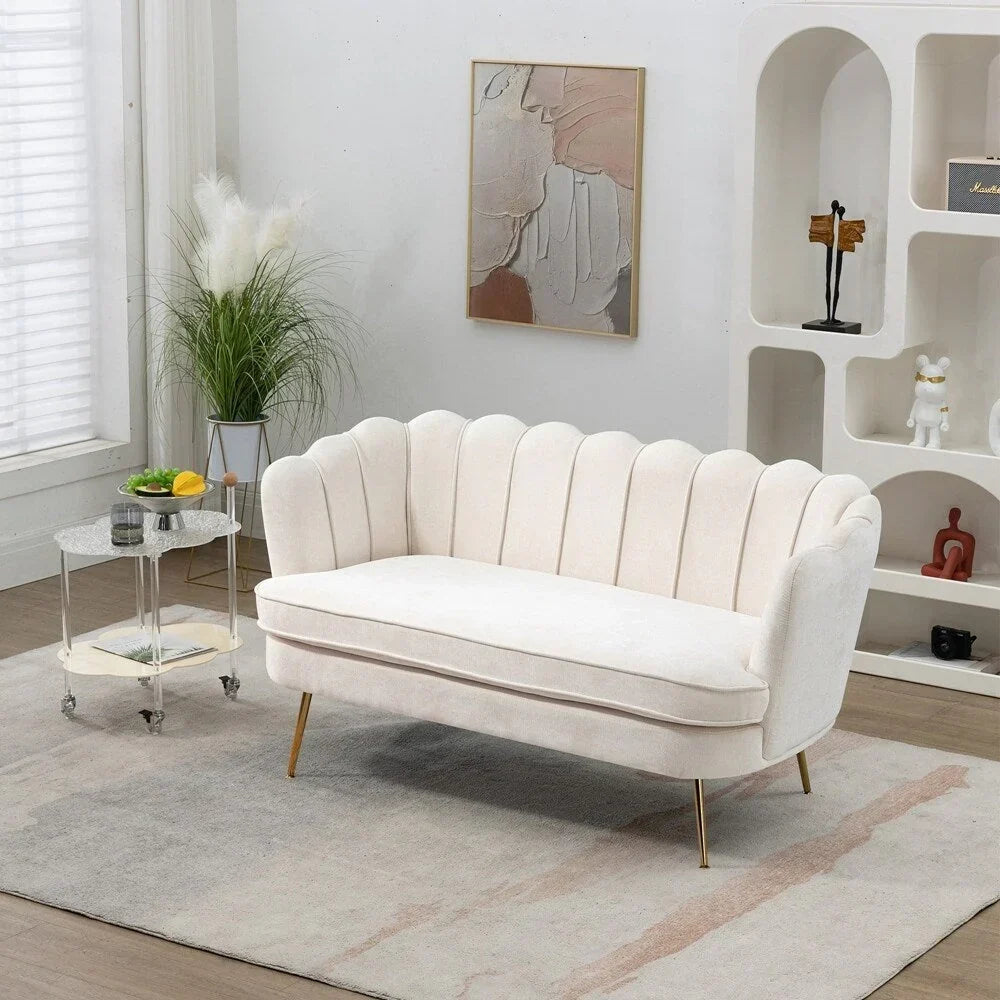 Kleines Mini-Zweisitzer-Sofa mit goldenen Metallbeinen - 2-Sitzer