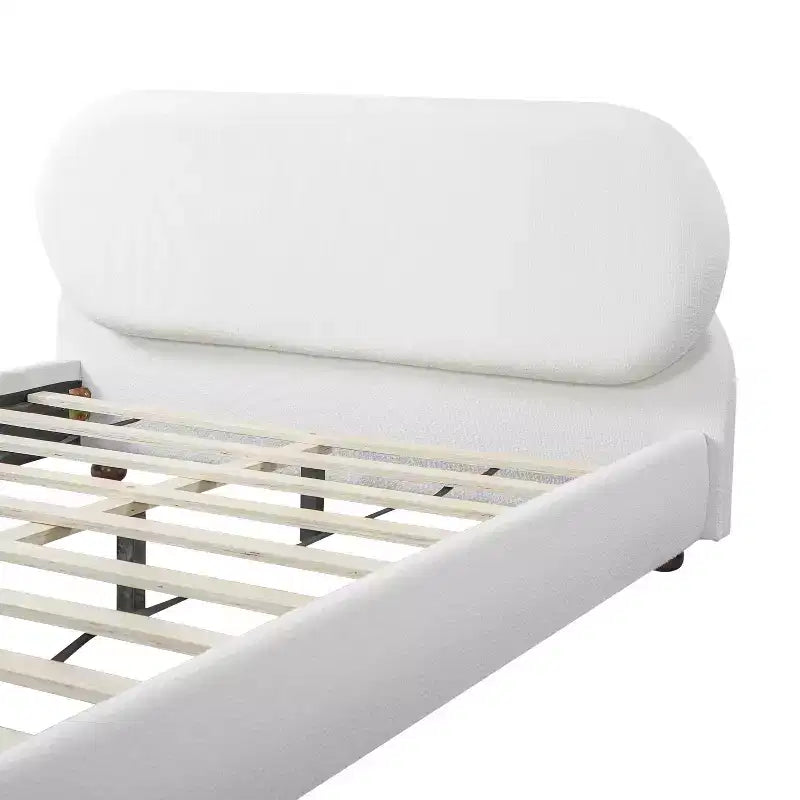 Christopher Knight Home Matteo modern bed met frame van rubberhout en bouclébekleding