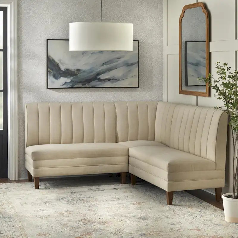 Ensemble banquette capitonnée Lifestorey Kerrington 3 pièces à dossier cannelé