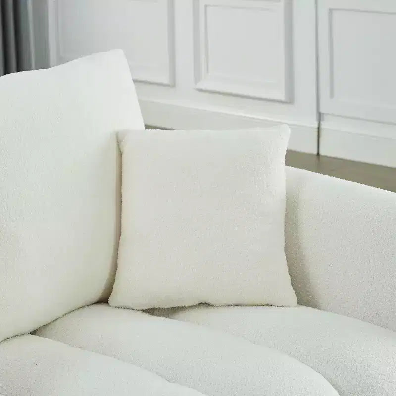 GDFStudio Alanna modernes 3-Sitzer-Sofa mit Teddy-Stoffbezug und Kissen, 79.5