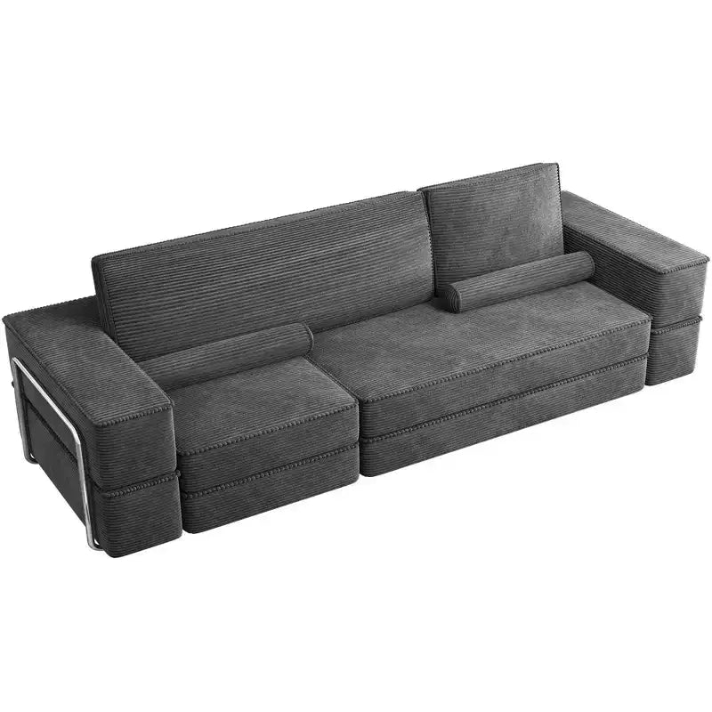 Canapé modulable convertible Cloud, confortable, en velours côtelé, avec assise profonde et coussins hauts, facile à monter