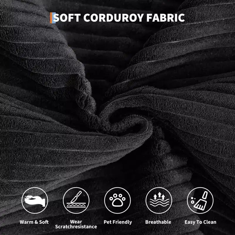 Canapé-lit, matelas pliant 5 en 1 de 78.8, canapé ou causeuse, cadre en acier à forme fixe, velours côtelé avec oreillers