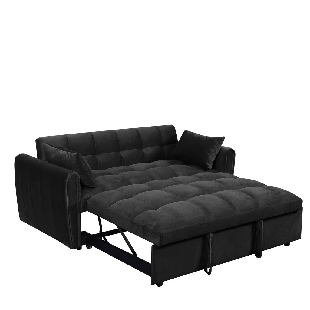64.96 Samt-Schlafsofa, 3-in-1, mit verstellbarer Rückenlehne, Aufbewahrungstasche und einer Tragfähigkeit von 500lb