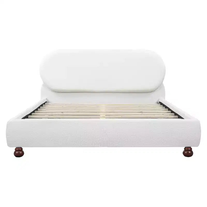 Christopher Knight Home Matteo modern bed met frame van rubberhout en bouclébekleding