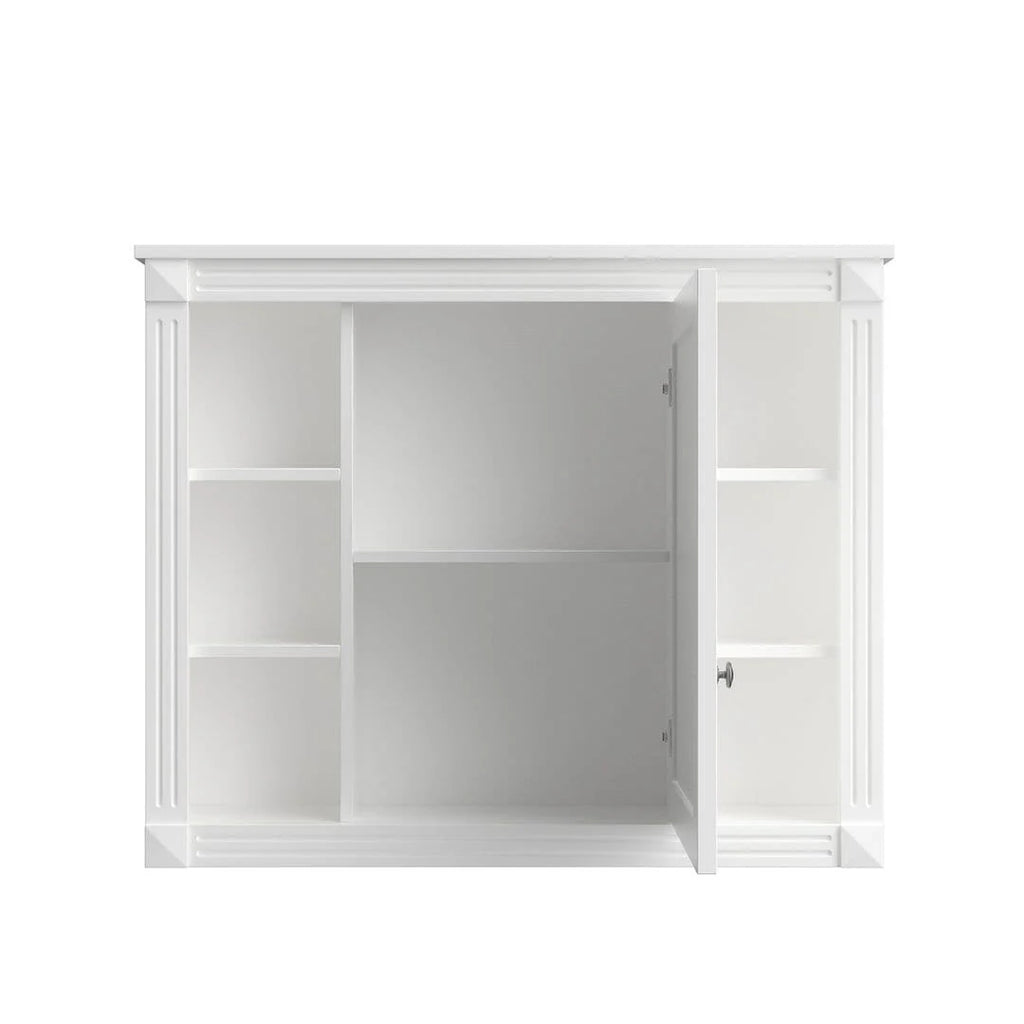 Moderne badkamermeubelset van 36' met wastafelblad en spiegelkast, 2 deuren en 2 laden