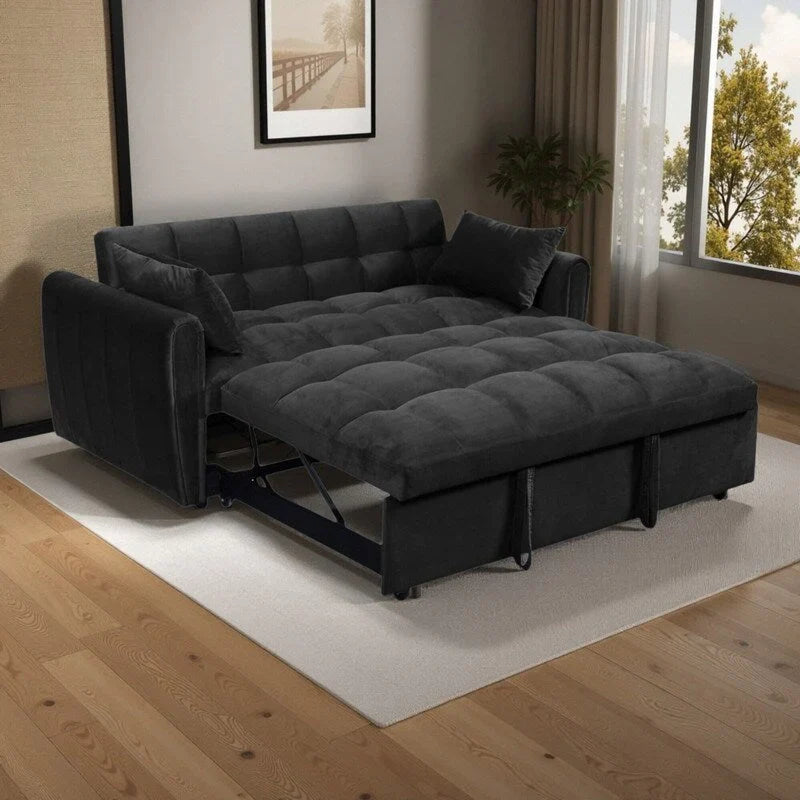 Canapé-lit convertible en velours 3-en-1 de 64.96, avec dossier réglable, poche de rangement et capacité de charge de 500lb