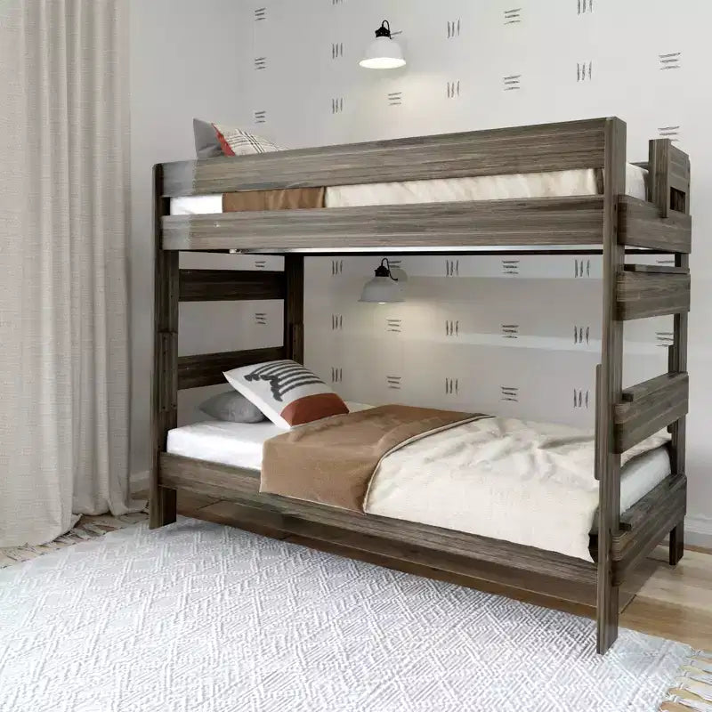 Etagenbett Plank+Beam aus Massivholz im Landhausstil, zwei Einzelbetten übereinander, für Erwachsene