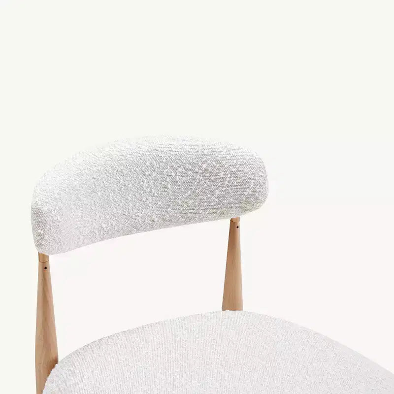 Set van 4 eetkamerbarkrukken zonder armleuningen van bouclé, met metalen poten met houtnerf voor de keuken, woonkamer, het restaurant of café - Morden Fort
