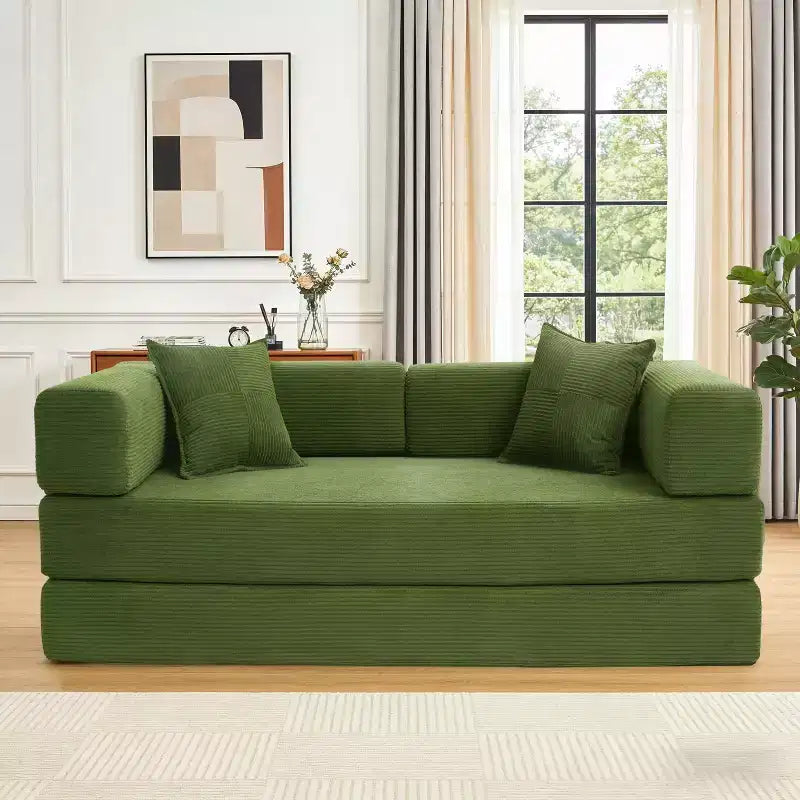 Dyonery 78 Klappsofabett, umwandelbares Cordsofa, Kingsize-Bodenschlafsofa, 4-in-1-DIY-Kombination, modulares Schlafsofa zum Ausklappen, bequemes Sofa.