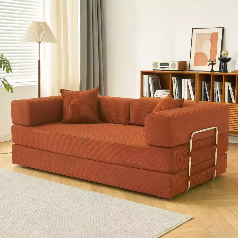 Dyonery 78 Klappsofabett, umwandelbares Cordsofa, Kingsize-Bodenschlafsofa, 4-in-1-DIY-Kombination, modulares Schlafsofa zum Ausklappen, bequemes Sofa.