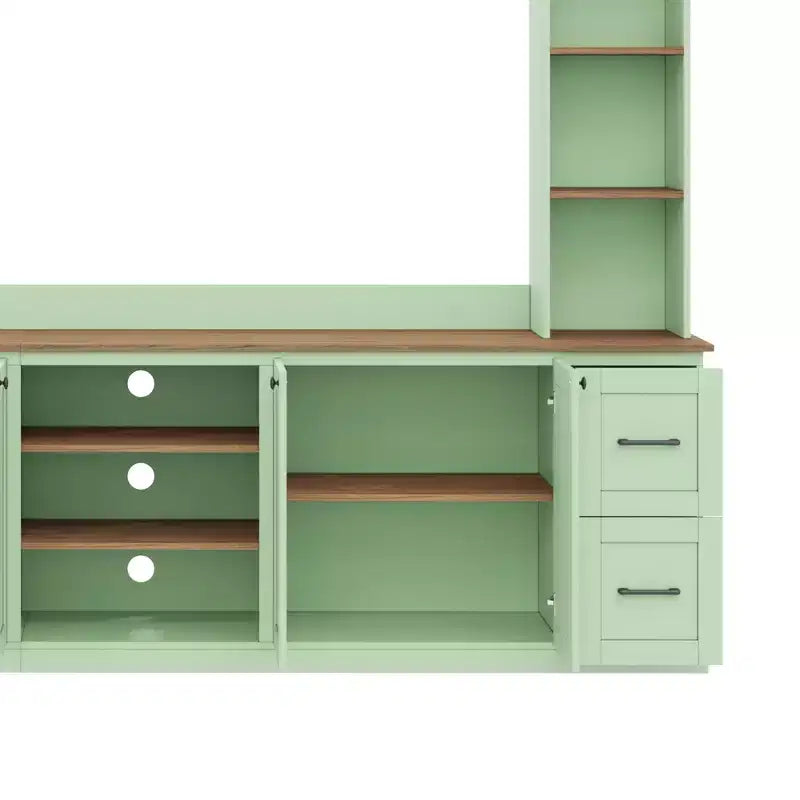 Meuble mural de divertissement de style champêtre ModernLuxe 4 en 1, compatible avec les téléviseurs jusqu'à 70, meuble TV et console multimédia avec étagères réglables et tiroirs