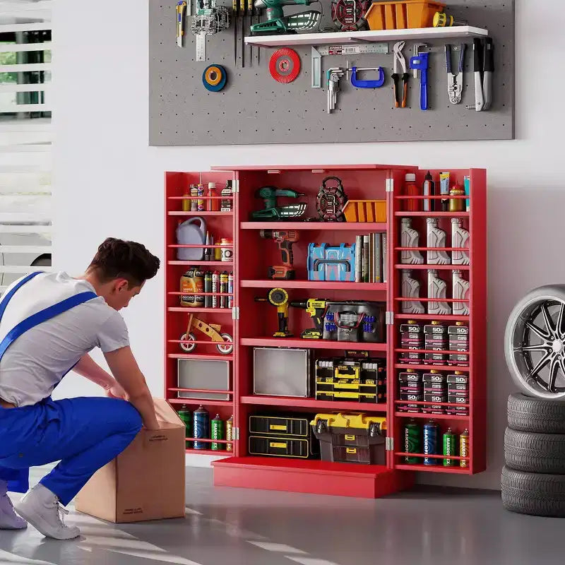 HOMCOM Garde-manger de cuisine de 41, placard de cuisine à 2 portes avec étagères de rangement à 5 niveaux, 12 porte-épices et étagères réglables, pour la salle à manger