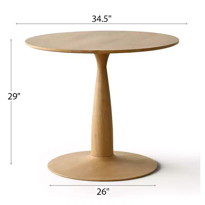 Moderne ronde eettafel met centrale voet en houtnerfafwerking, kleine keukentafel en salontafel voor appartement, eetkamer en woonruimte-Panipeachy