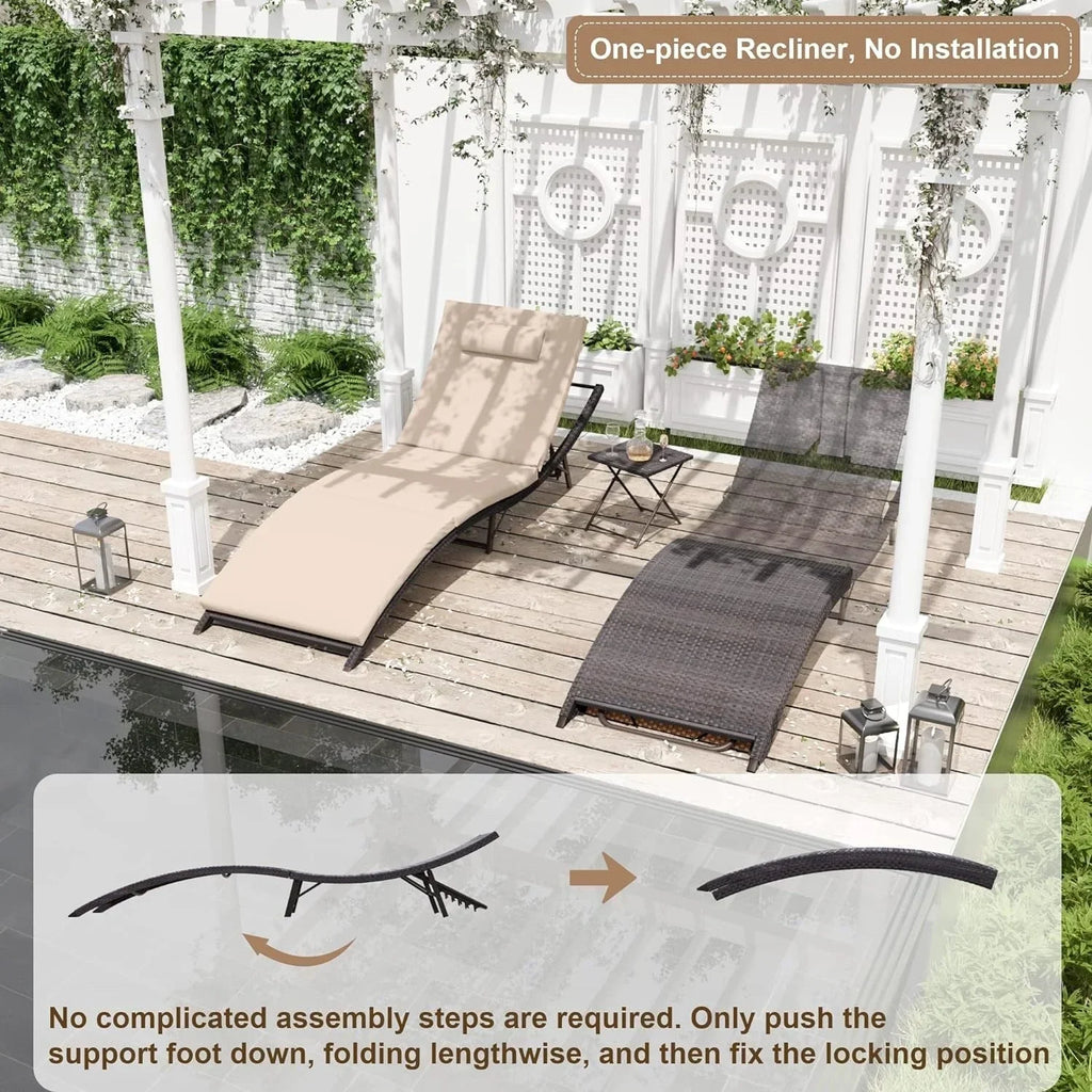 Kullavik 3-teiliges Outdoor-Lounge-Set mit Liegestühlen