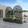 Jardinière arquée noire en fer MAYEERTY 72x47 avec treillis, ensemble de 3 pièces, écran décoratif de jardin pour terrasse et balcon