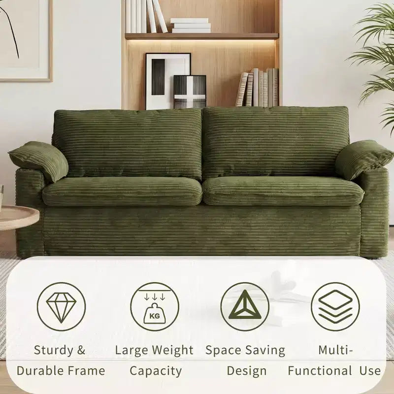 Dyonery 86 Cloud 2-Sitzer-Sofa, tiefe Sitzfläche und breite Armlehnenkissen, stabiler Rahmen, atmungsaktives ergonomisches Design