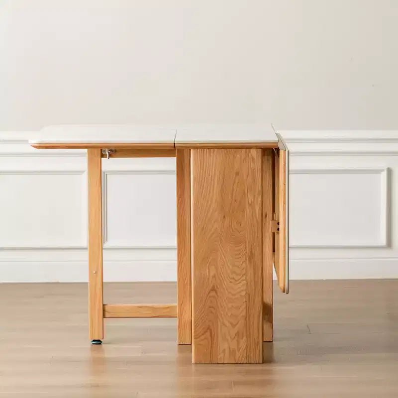 GDFStudio Agatha moderne massief houten klaptafel voor 4-6 personen met blad van natuursteen
