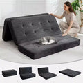Składany materac SunnyFurn o grubości 6 Inch, rozkładana sofa 3-częściowa, piankowe łóżko dla gości 75X54.3 z prążkowanego sztruksu, przenośne na kemping, do salonu i sypialni