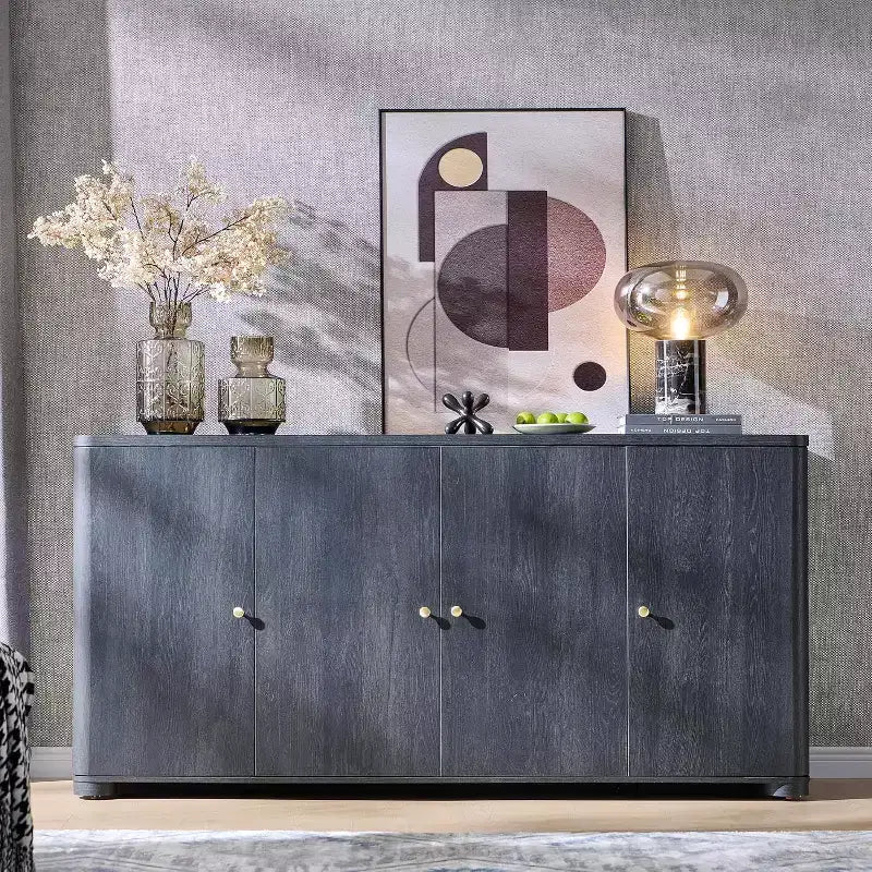Küchenbuffet-Sideboard mit 4 Türen und Einlegeböden, modernes großes Sideboard mit Stauraum, 66 Kaffeebar-Schränkchen mit Stauraum