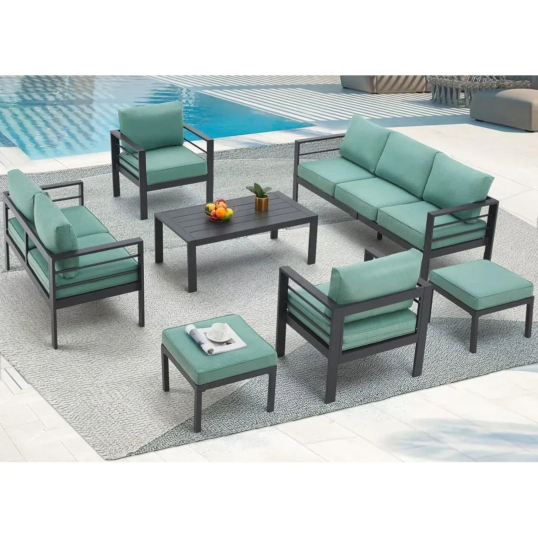 Ensemble de mobilier de jardin en aluminium AECOJOY de 7 pièces, salon de jardin