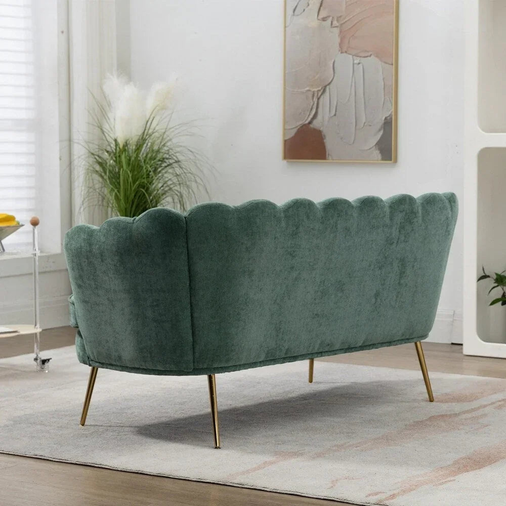 Kleines Mini-Zweisitzer-Sofa mit goldenen Metallbeinen - 2-Sitzer