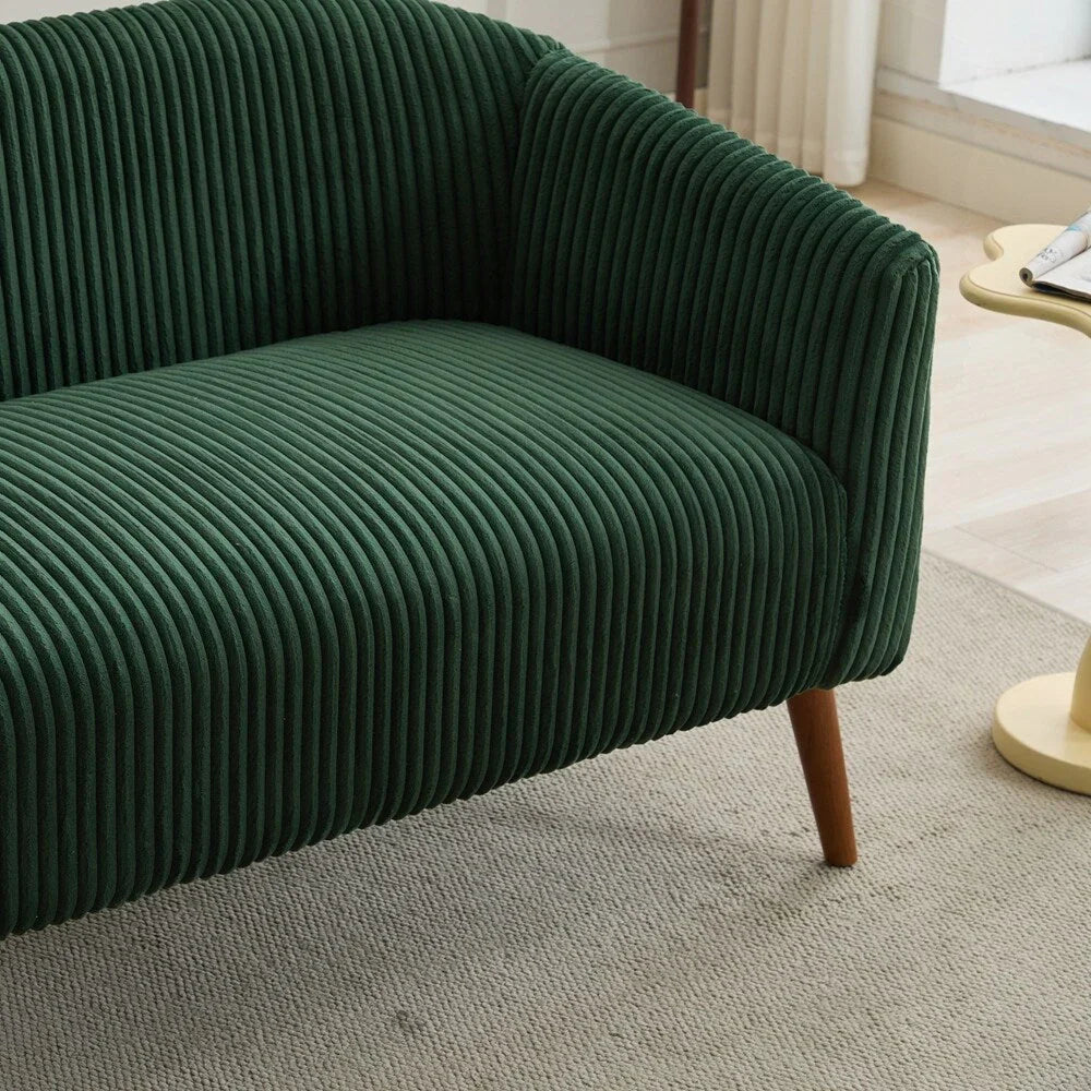 2-Sitzer-Sofa mit Cordbezug und Beinen aus Walnussholz