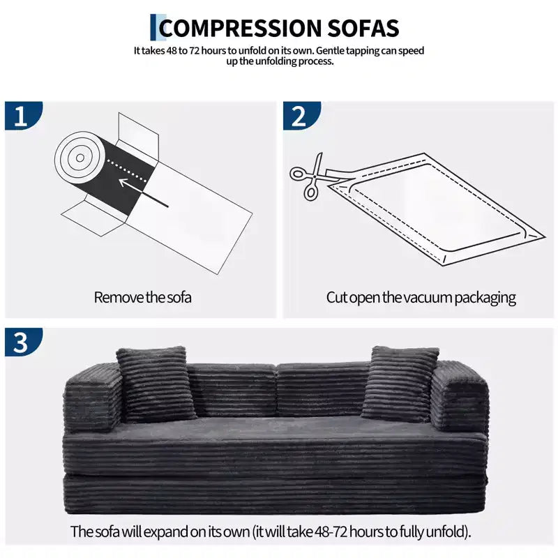80.7 5-in-1-Schlafsofa mit Cordbezug, 1200 lbs, keine Montage erforderlich