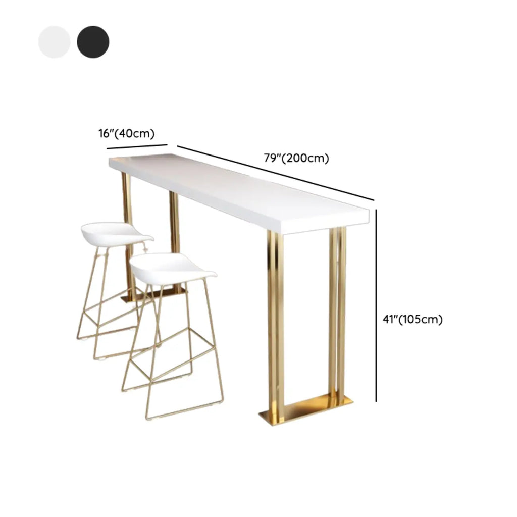 Luxe rechthoekige houten bartafel met gouden sledevoet om aan te dineren