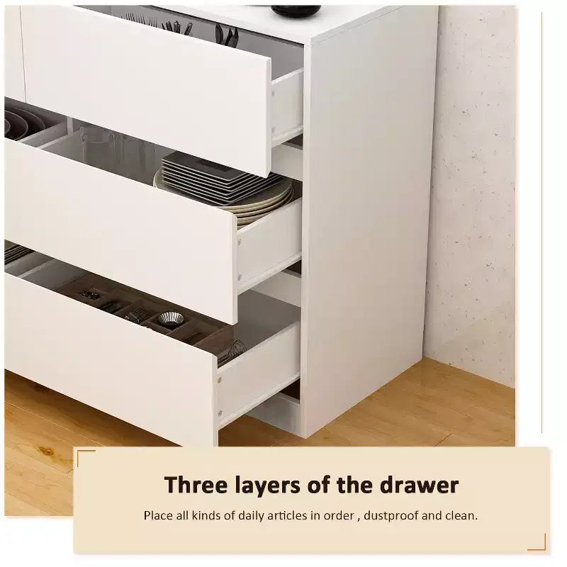 Buffet avec rangement intelligent, pivotant et extensible, avec 6 tiroirs, comptoir prolongé, tapis antidérapant, table à manger pivotante et garde-manger pour îlot de cuisine