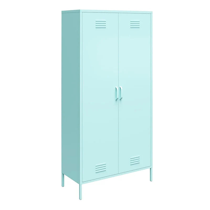 Orange/rosa hoher Metallschrank mit 2 Türen, für 1 Person