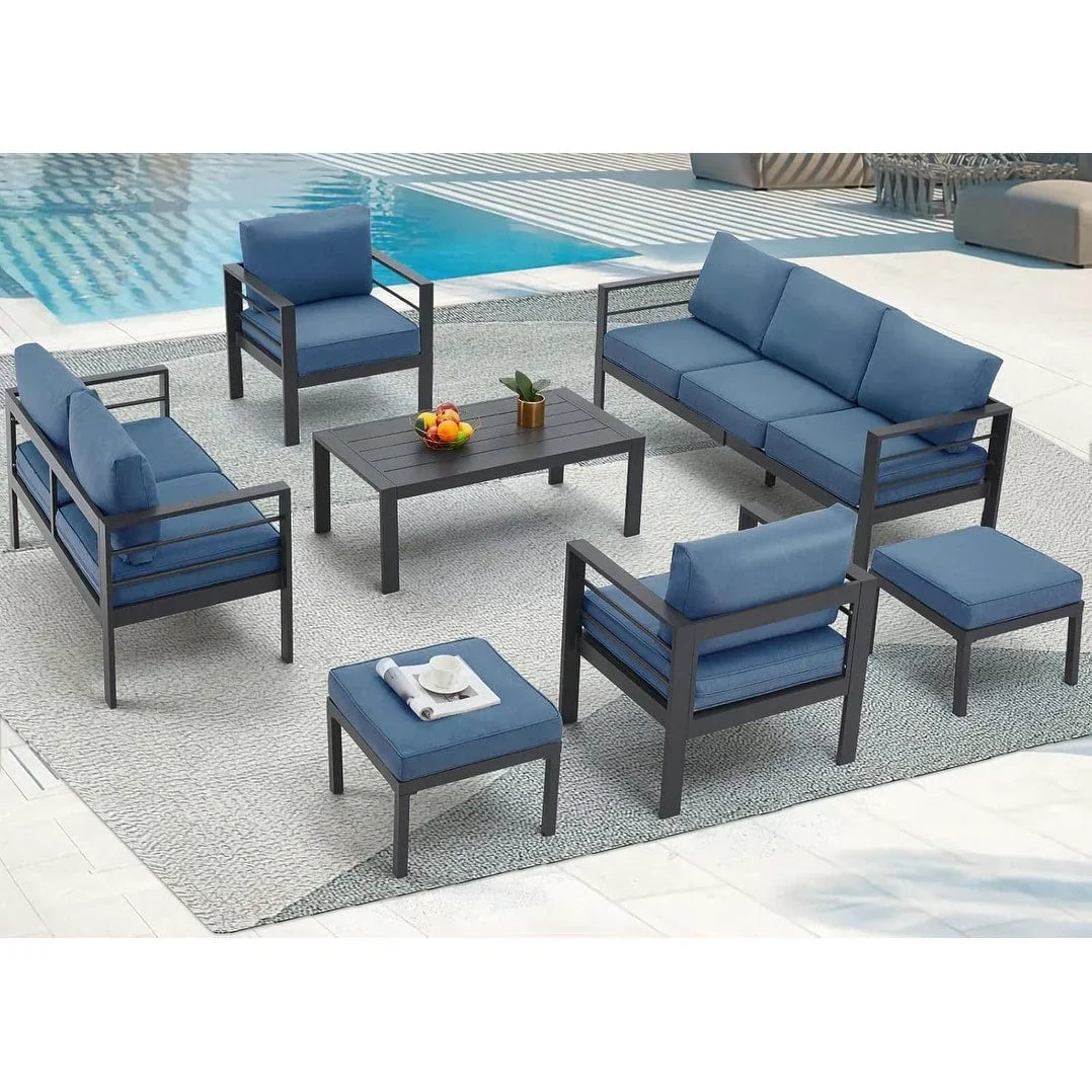 Ensemble de mobilier de jardin en aluminium AECOJOY de 7 pièces, salon de jardin