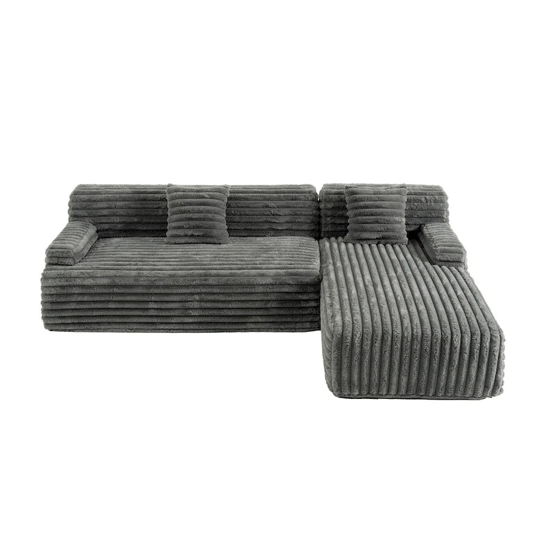 Modułowa sofa narożna Cloud, nowoczesna tapicerowana kanapa z 2 poduszkami dekoracyjnymi, dowolnie konfigurowana, w kształcie litery L