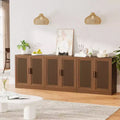 3er-Set Sideboards mit Rattan-Türen und verstellbaren Einlegeböden - 93Lx31H