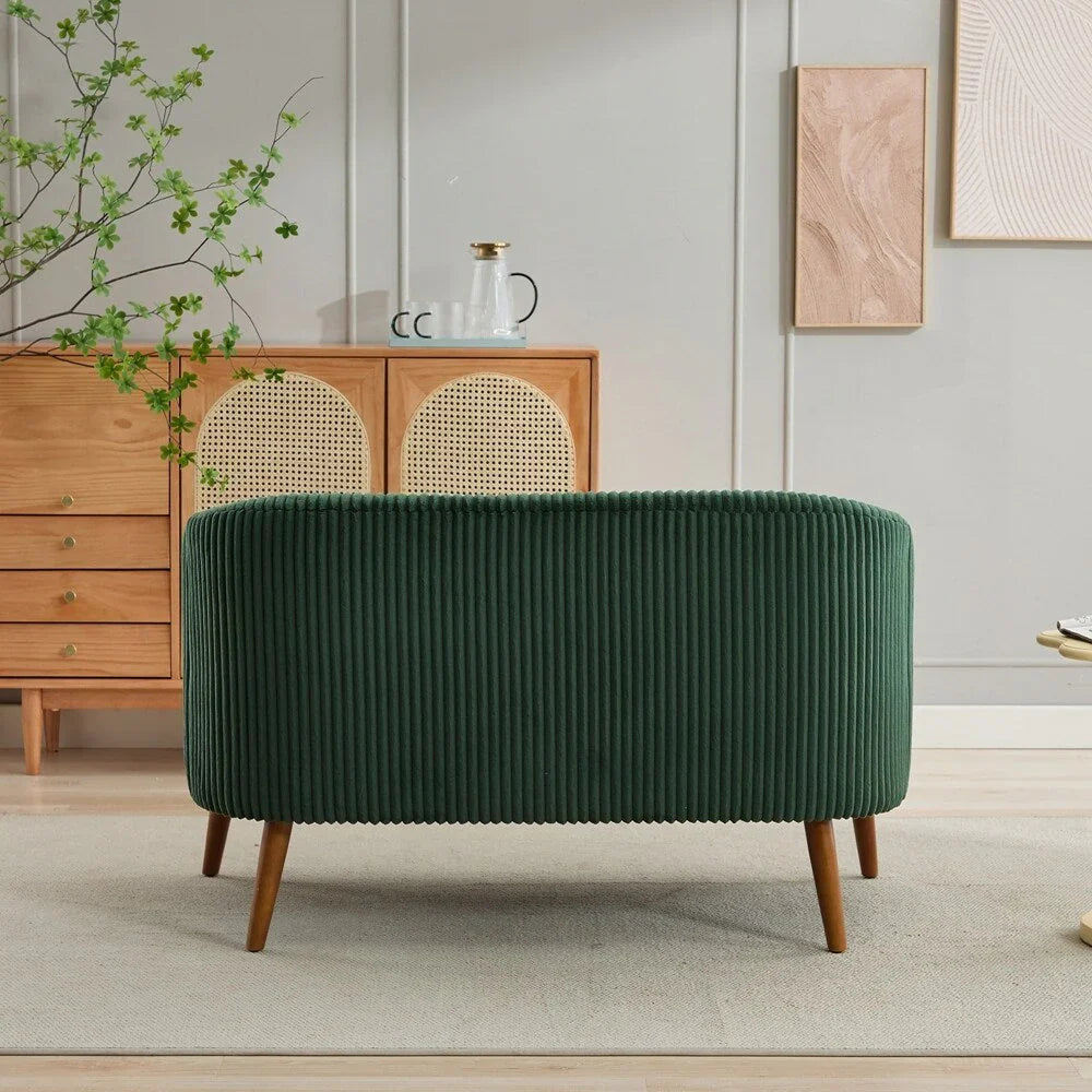 2-Sitzer-Sofa mit Cordbezug und Beinen aus Walnussholz