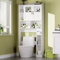 Meuble de rangement au-dessus des toilettes - 67.4 H, rangement de salle de bains de style champêtre avec étagère réglable et porte vitrée, pour salle de bains et buanderie