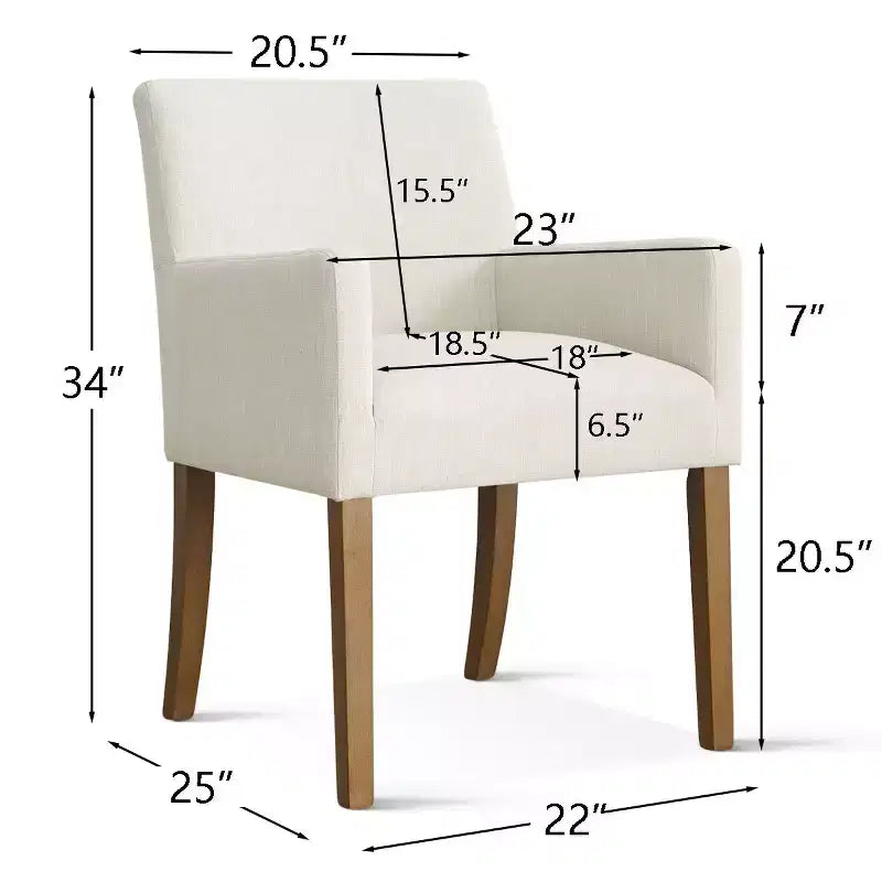 Set aus 6 gepolsterten Esszimmerstühlen mit Armlehnen, moderne Leinen-Armlehnstühle mit Holzbeinen, Akzentstühle für Ess- und Wohnzimmer - Panipeachy