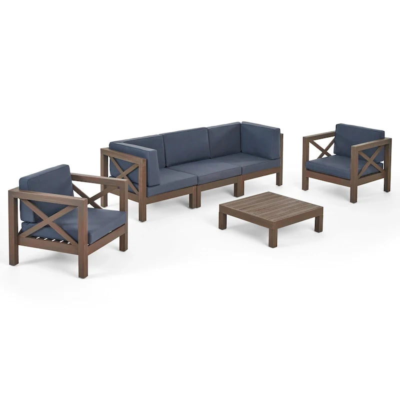 6-teiliges Outdoor-Sitzgruppen-Set aus Akazienholz Brava von Christopher Knight Home
