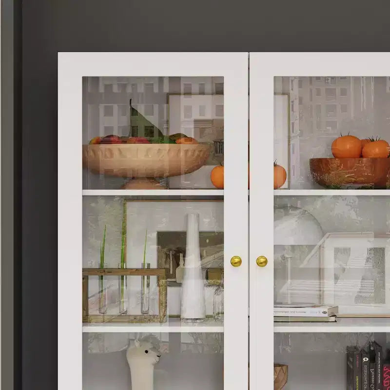 Famapy Vitrine mit Glastüren, Bücherregal, Organizer und Vorratsschrank