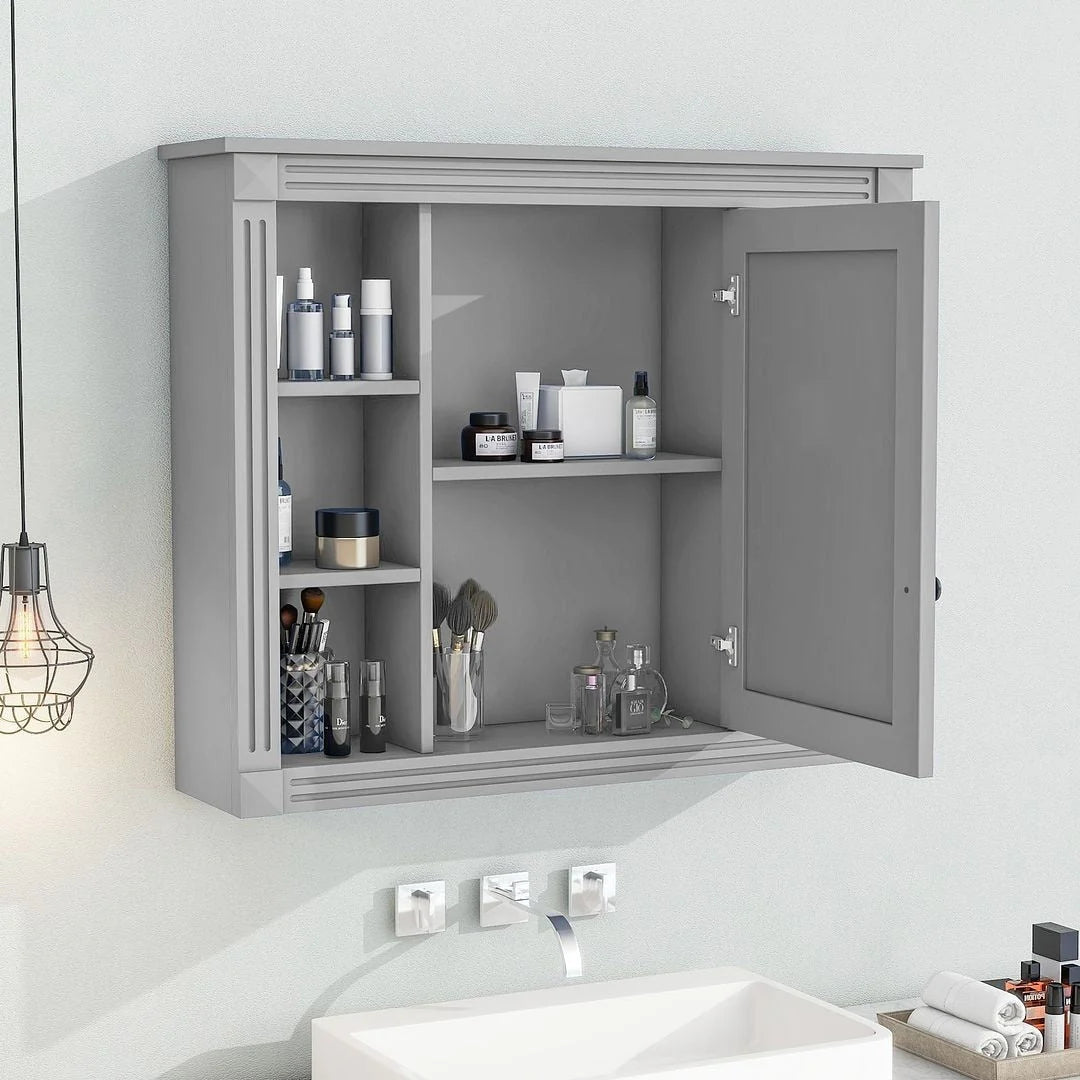 Moderne badkamermeubelset van 36' met wastafelblad en spiegelkast, 2 deuren en 2 laden