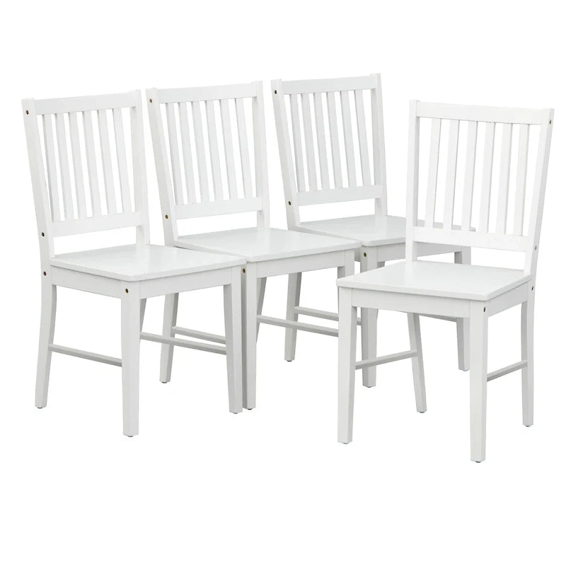 Set mit 4 Esszimmerstühlen aus Massivholz mit Sprossenlehne, stabilem Gestell, klassischem Design und einfacher Montage