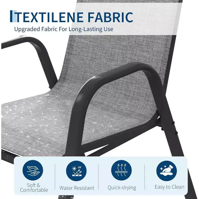 Terrassenstühle, stapelbares Outdoor-Esszimmerstuhlset mit 4/6 Stühlen aus wetterfestem, leichtem Textilene und Armlehnen für Garten und Poolbereich