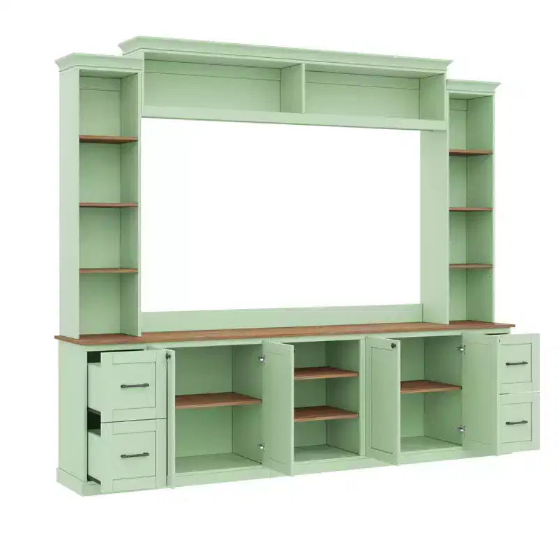 Meuble mural de divertissement de style champêtre ModernLuxe 4 en 1, compatible avec les téléviseurs jusqu'à 70, meuble TV et console multimédia avec étagères réglables et tiroirs