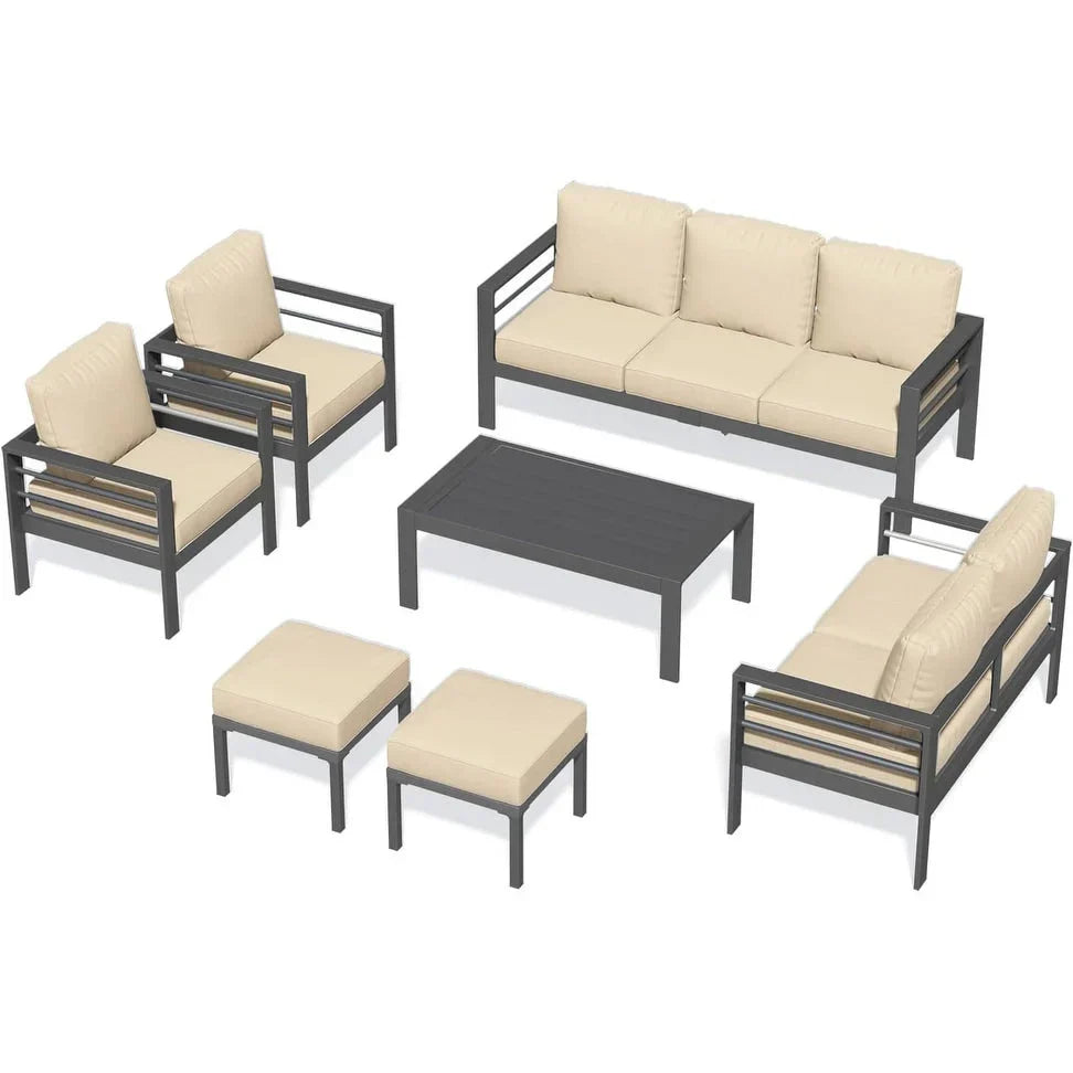 AECOJOY 7-teiliges Gartenmöbelset aus Aluminium für draußen