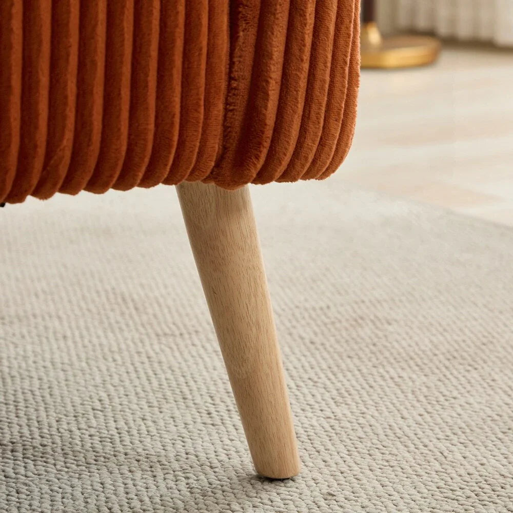2-Sitzer-Sofa mit Cordbezug und Beinen aus Walnussholz